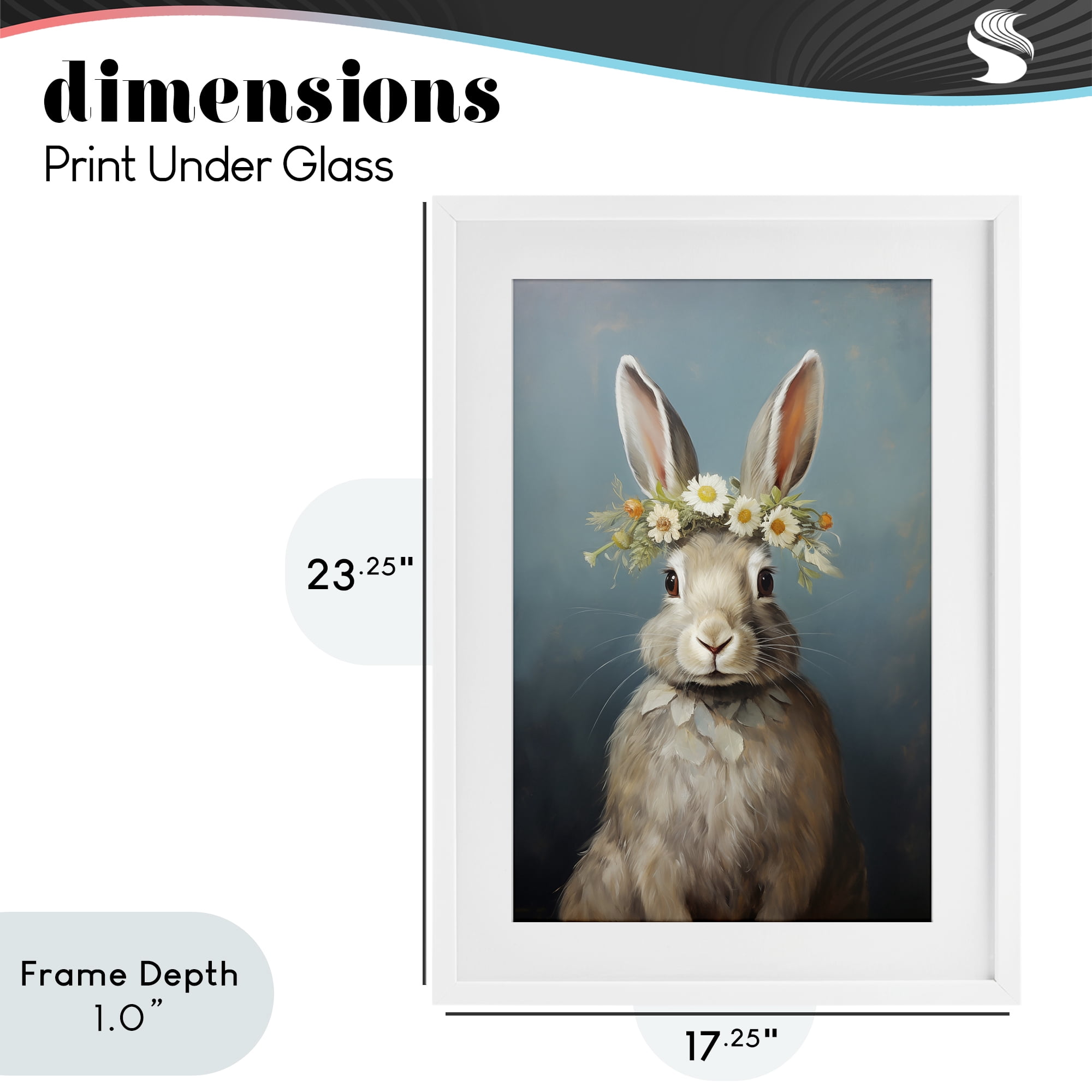 Stupell Industries Daisy Crowned Bunny Portrait White Framed Print Under Glass, design by Heidi Kuntz