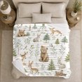 thumbnail image 5 of Peaceful Forest Animal Scene Watercolor Style, Peaceful Woodland Scene, Warm Flannel Blanket for Cabin and Lodge, Wildlife Lovers Housewarming Gift, Rustic Home Decor, 5 of 9