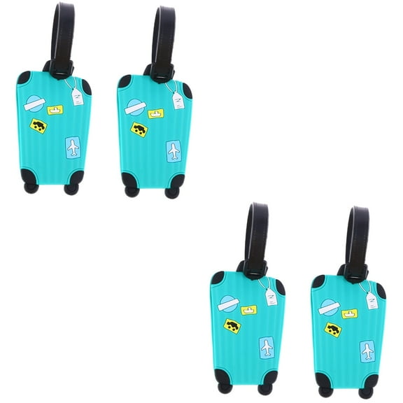4 pcs  Travel Accessories PVC Polyethylene Luggage Tags Suitcase ID Address Label Baggage Travel Tag(Lake Blue)