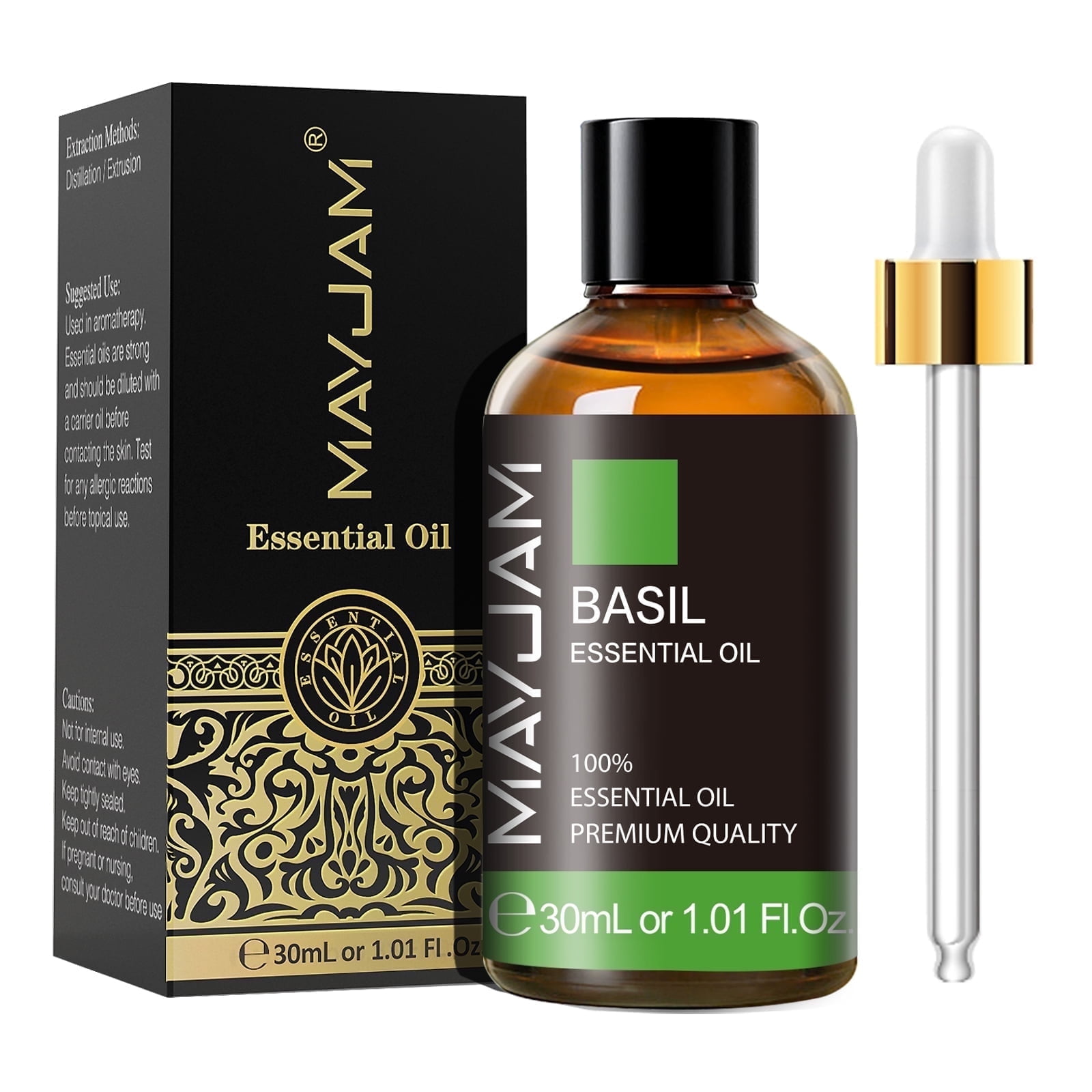 MAYJAM Natural Therapeutic Grade Basil Essential Oil for Hair Care, Skin Care, Diffuser Aromatherapy-30mL