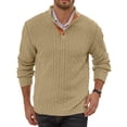thumbnail image 5 of Colsmile Men's Cable Knit Sweater Stand Collar Quarter Button Pullover Casual Long Sleeve Knitwear, 5 of 9