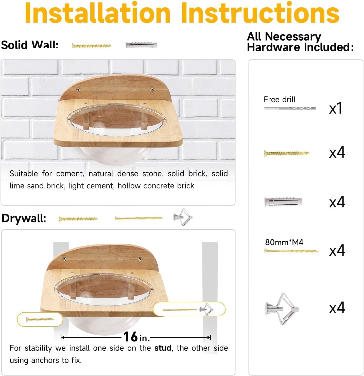 Cat Wall Perch Set With 2 Pedals, Transparent Capsule, For Sleeping Playing Climbing Lounging