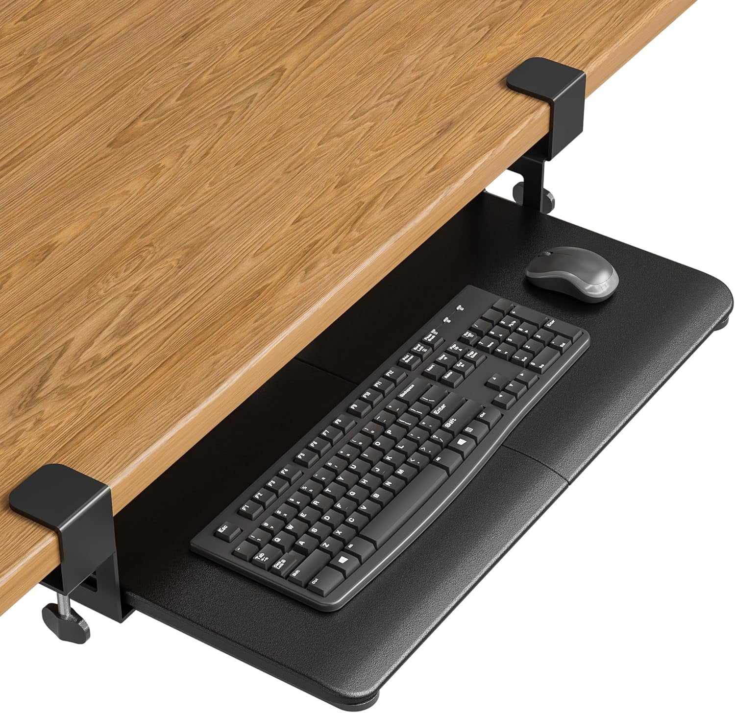 KMT01 Under Desk Keyboard Tray, Pull-Out Keyboard & Mouse Platform with C-Clamp, 25.6 x 11.8 in Space-Saving Ergonomic Slide-Out Drawer