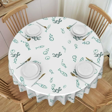 

ZNDUO Tablecloths 60 x60 Round Tablecloths - Washable Polyester Tablecloth Decorative Fabric Tablecloths for Table Buffet Party and Camping Fish Genetics Pattern