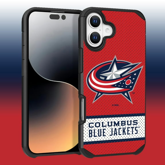 Apple iPhone 16 Plus (6.7) - NHL Licensed Columbus Blue Jackets Team Logo on Jersey Textured Dual Layer Case