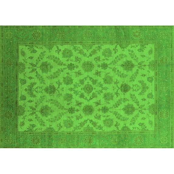 Ahgly Company Indoor Rectangle Oriental Green Industrial Area Rugs, 7' x 9'