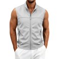 thumbnail image 2 of Men's Solid Color Golf Vest, Stand Collar Full Zip Sleeveless Jacket with Zipper Pockets, Lightweight Casual Golf & Outdoor Vest Size 4XL Gray, 2 of 9
