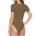 thumbnail image 4 of Naloa Green and Pink Squares Women's Short-Sleeved Onesie, One-Piece Swimsuit for Parties, dates, clubs - Large, 4 of 9