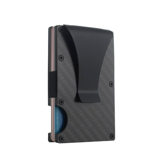 Cartera minimalista para hombre con bloqueo RFID - Tarjetero de fibra de carbono para hombre con clip para billetes - Cartera delgada para hombre - Carteras para hombre fácilmente extraíbles para dinero y tarjetas - Carteras para hombre de metal JM