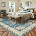 thumbnail image 3 of Wonnitar 9'x12' Oriental Floral Medallion Area Rug - 9x12 Blue Bedroom Rug Living Room Mat, Distressed Soft Non Slip Washable Indoor Nursery Throw Carpet for Apartment Dining Kitchen Table Entrance, 3 of 9