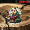 thumbnail image 4 of Rotatable acrylic ornament depicting Water Moon Guanyin in a serene pose with a lotus flower vibrant stained glass design ultra HD quality, 4 of 8