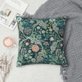 thumbnail image 3 of Teal Green Blue Vintage Floral Botanical William Morris Greenery Forest Fox Blue Green Decorative Throw Pillow Covers 18x18 inch Pillowcase Aesthetic Cushion Cover for Home Decor Sofa Living Room, 3 of 5