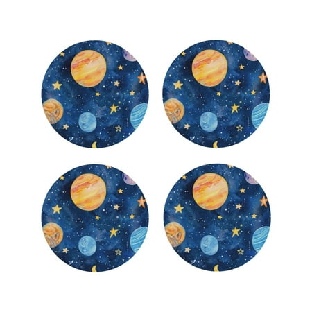 

Tideii Planets And Stars1 for Leather Coasters 4 Pieces Anti-fouling and Anti-scalding Decorative Coasters Suitable for Restaurants Kitchens Coffee Shops-Round Shape