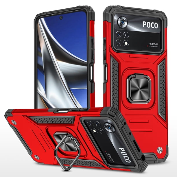 Funda de teléfono para Poco X4 Pro de Uso Rudo Shock color + Mica de Cristal