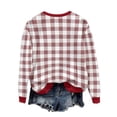 thumbnail image 3 of Womens Christmas Plaid Sweatshirts Long Sleeve Ugly Xmas Pullover Sweatshirt Crewneck Letter Graphic Tops, XL Coffee, 3 of 7