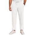 thumbnail image 1 of Pantalones Runcati para hombre, cintura elástica, cintura elástica, de lino, color blanco, 1 of 6