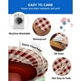thumbnail image 4 of 4th of July Round Fitted Tablecloth with Elastic Barn Star Texas Independence Day Tablecloths Classic Country Primitive Red Check Table Cover for Dinner Party Fits Tables up to 36"- 44" Diameter, 4 of 6