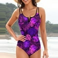 thumbnail image 1 of Traje de baño de bikini de verano con estampado de moda para mujer, con cojín en el pecho y sin soporte de acero, sin espalda, con tirantes, de nailon., 1 of 5
