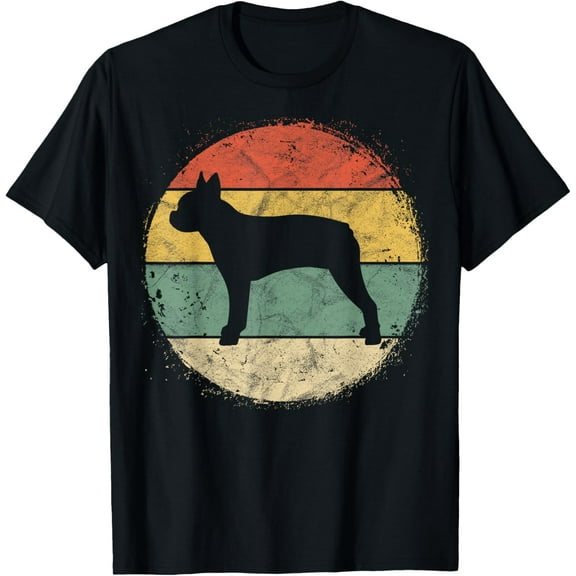 Circular Retro Boston Terrier Owner Gift Bostie Dad Mom T-Shirt