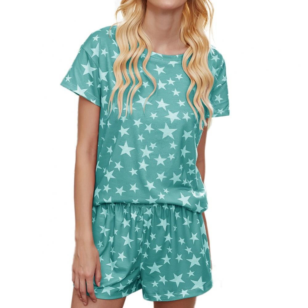 Chase Secret Womens Short Sleeve Sleepwear Tie Dye Printed Pajama Set Loungewear Shirt with Shorts 