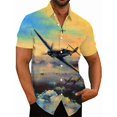 thumbnail image 3 of Camisa con estampado 3D de avión de combate para hombre, camisas y blusas hawaianas informales de verano de gran tamaño, camisa con botones para hombre, 3 of 5