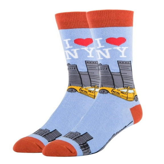 OoohYeah Mens Novelty City Crew Socks, I Love New York, Socks, Funny Crazy Socks