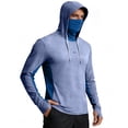 thumbnail image 2 of Inglocry Men's UPF 50+ Hooded Fishing Shirts Quick Dry Long Sleeve Sun Protection Hoodie, Hiking Running Swimming Rash Guard with Mask 2026 Light Blue L, 2 of 4