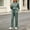 Army Green, variant on Women's 2‑Piece Casual Loungewear Set, V‑Neck Partial Button Long Sleeve Top & Drawstring High Waist Wide Leg Pants with Pockets for Home Shopping Coffee Party Weekend Trip Mint Green XL(XL)