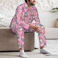 thumbnail image 7 of Hirioo pink Holiday Joy for Men's Pajama Sets 2 Piece Pjs Men's Long-Sleeved Pajama Set Button Down Sleepwear,S-XXL-Small, 7 of 7