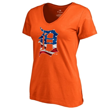 Detroit Tigers Fanatics Branded Women's 2019 Stars & Stripes Banner Wave V-Neck T-Shirt -