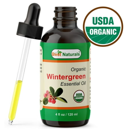 Best Naturals Certified Organic Wintergreen Essential Oil with Glass Dropper 4 FL OZ (120 (Best Smelling Oils For Home)