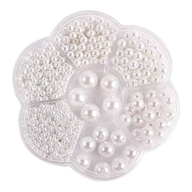 Perlas de acrílico Perlas sueltas de perlas simuladas para collar Collar de bricolaje blanco Sunnimix Cuentas redondas