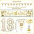 thumbnail image 2 of YANSION 18th Birthday Decoration, White Gold 18th Birthday Party Decoration for Girl Boy, Happy Birthday Banner, Triangle Banner, Confetti Balloon, 2 of 5