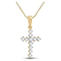 14kt Yellow Gold Womens Round Diamond Cross Pendant 1/10 Cttw