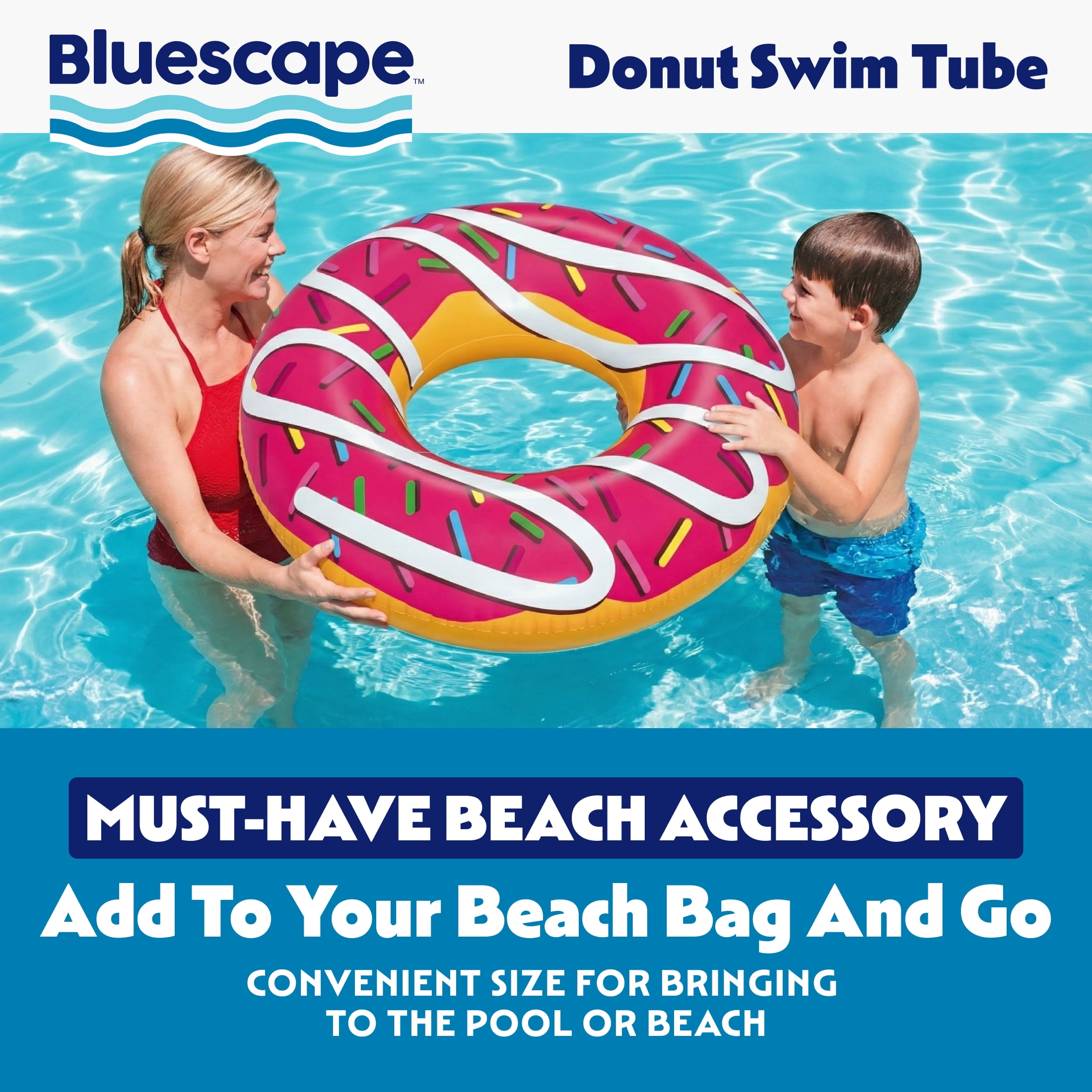 Bluescape 45" Multicolor Donut Pool Ring Float, Kids and Adults