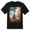 thumbnail image 2 of Plus Size Shirt for Women Black Tops for Women Short Sleeves Shirt for Women Eifel Tower In Paris, Flowers4 T Shirt Oversized Shirt for Women S, 2 of 5