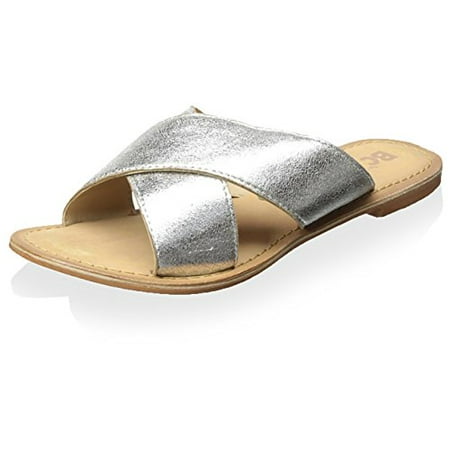 BC Footwear Women's Dear Metallic Slide, Silver Metallic, 6.5 M US
