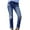 Blue, variant on XFLWAM Women's Destroyed Raw Hem Jeans Stretchy Ripped Distressed Straight Leg Boyfriend Skinny Denim Pants Light Blue S