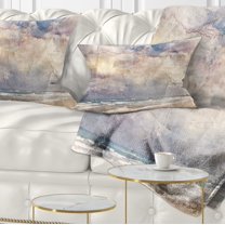 Designart Retro Ocean Watercolor - Seascape Painting Throw Pillow - 12x20