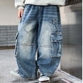 thumbnail image 6 of WELOIJEVBE Jeans For Kids Relaxed Fit Wide Leg Denim Jeans With Pockets Baggy Jeans For Kids Boys Straight Leg Jeans Teen Boys Jeans Size 15-16 Years, 6 of 8