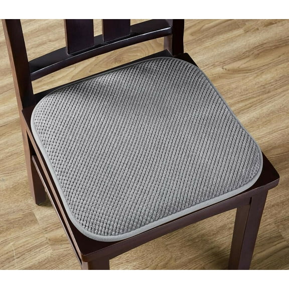 Premium Memory Foam Non-Slip Ultra Soft Chenille Surface Chair Pad Cushion - Light Gray/Silver