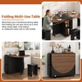 thumbnail image 6 of Blotout 5 PCS Farmhouse Dining Table Set for 4, 60'' Large Oval Folding Dining Table Set w/4 Leather Chairs,6 Wheels,Drop Leaf Foldable Kitchen Table w/2-Layer Storage Shelf for Small Spaces, Walnut, 6 of 8
