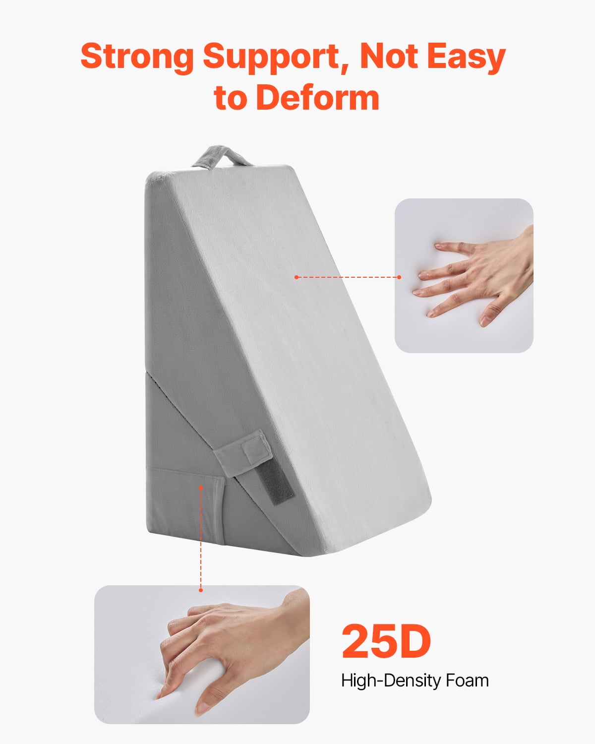 VEVOR Bed Wedge Pillow for Sleeping, Adjustable Orthopedic Bed Wedge, 25D High-Density Foam Filling & Soft Washable Cover, Post Surgery Pillow for Acid Reflux, Back Pain, Snoring Relief, Light Grey