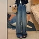 thumbnail image 2 of Gibobby Jeans dama talla extra Pantalones Vaqueros Holgados para Mujer con Cintura Alta Estilo E Girl Ropa De Calle Pantalones De Mezclilla Vintage Adecuados(Azul,XL), 2 of 5