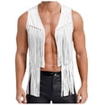 thumbnail image 2 of Men's Outerwear Vest for Everyday Wear Traditional Velvet Buttonless Mid Length Tassel Deer Skin Style, 2 of 4