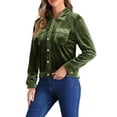 thumbnail image 4 of INSPIRE CHIC Women's Velvet Jacket Button Up Long Sleeve Crop Jackets XS Army Green, 4 of 6