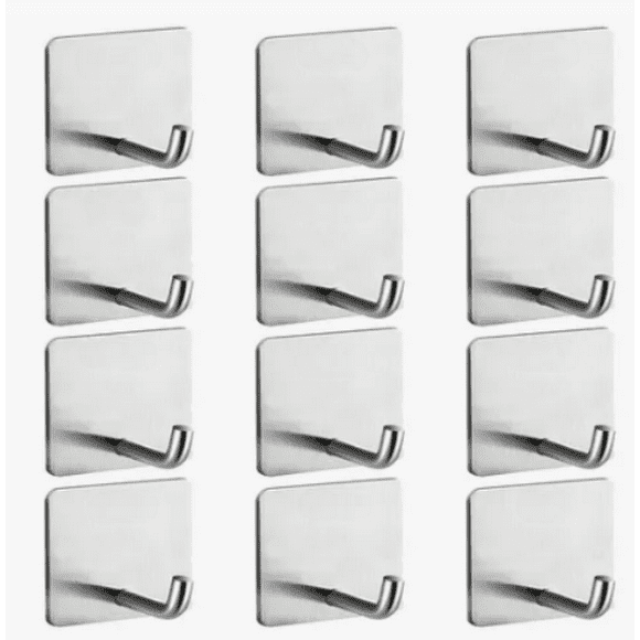 12 Gancho Xtellar Adhesivo De Acero Inoxidable Para Toallas De Baño Color Plateado