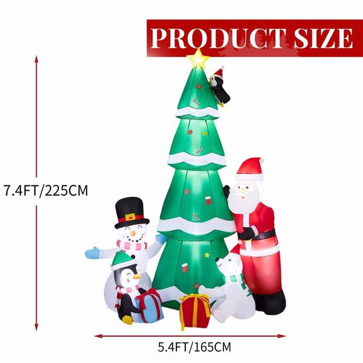 Giant Christmas Inflatable Tree with Santa, Snowman, Penguin, Weatherproof Polyester for Yard, Garden, Indoor