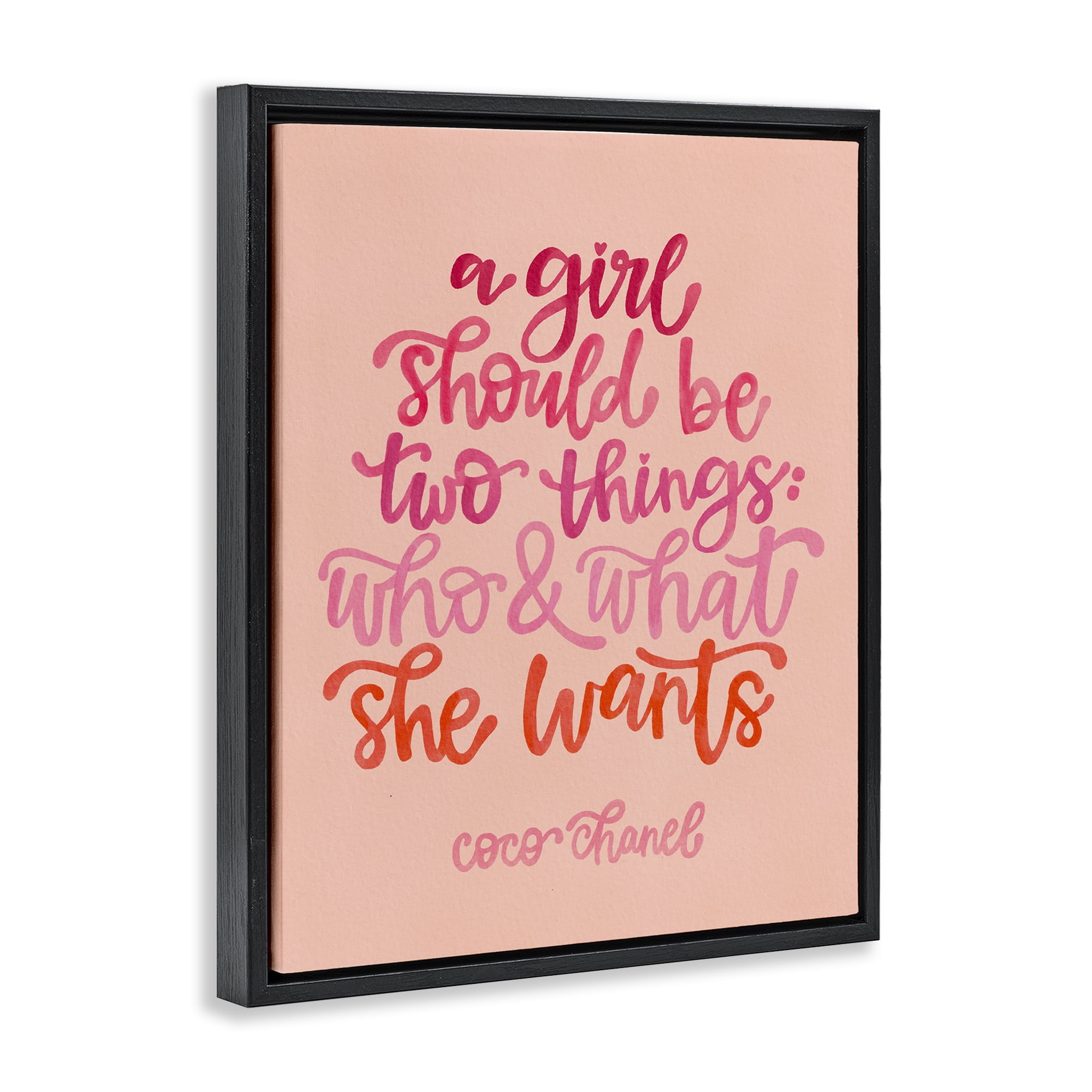 Stupell Industries Where & What She Wants Typography Painting Black Floater Framed Art Print Wall Art, 17 x 21