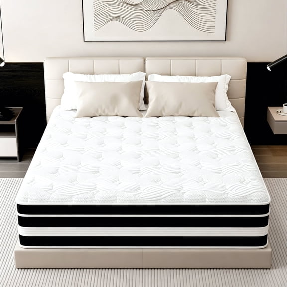 14 inch Queen Mattress,Gel Memory Foam & Spring Hybrid Medium Comfort Queen Size in a Box , Pressure Relief, Motion Isolation,CertiPUR-US